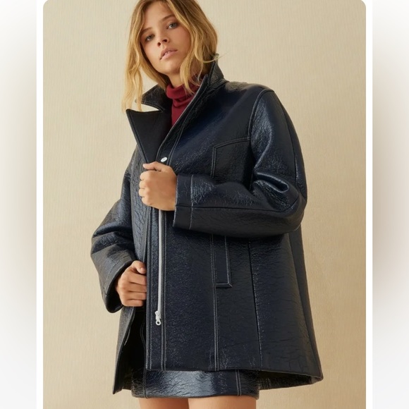 ba&sh Faux Leather Puffer Evening Jacket - Picture 2 of 9